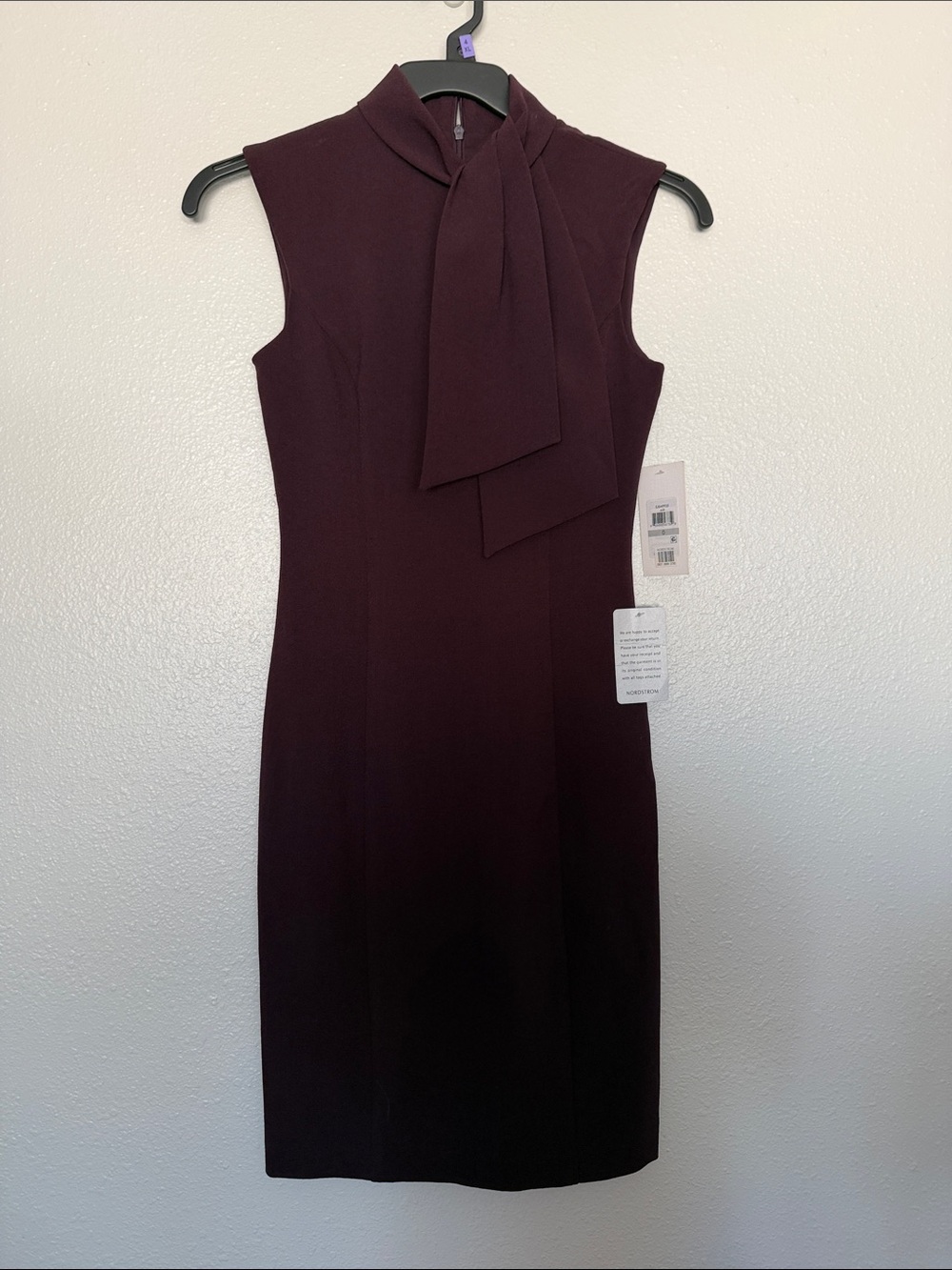 Harper Rose Sleeveless Tie-Neck Sheath Dress - Burgundy